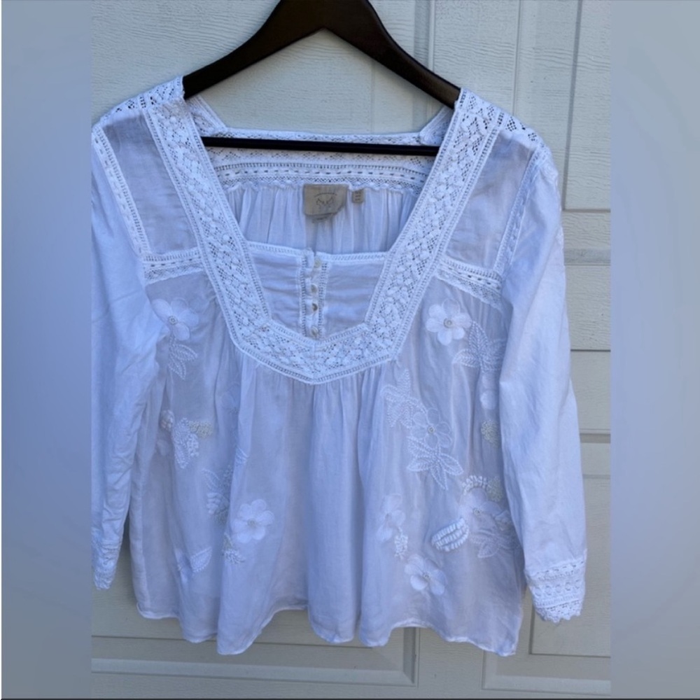 Women's Vanessa Virginia Blouse white Embroidered top 12